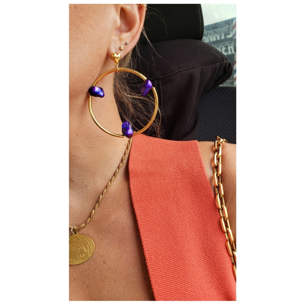purple pearl earrings 💜 -a-  KAMELEON🦎KREATION - Picture 3 of 6